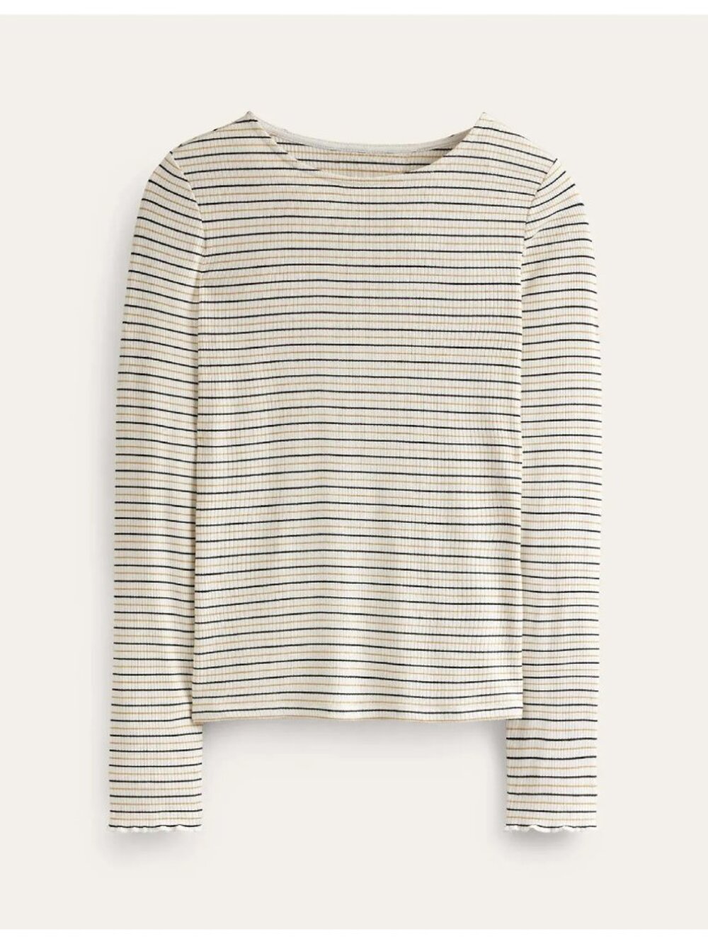 NWT Boden Long Sleeve Metallic Stripe Tee, Size 16/18